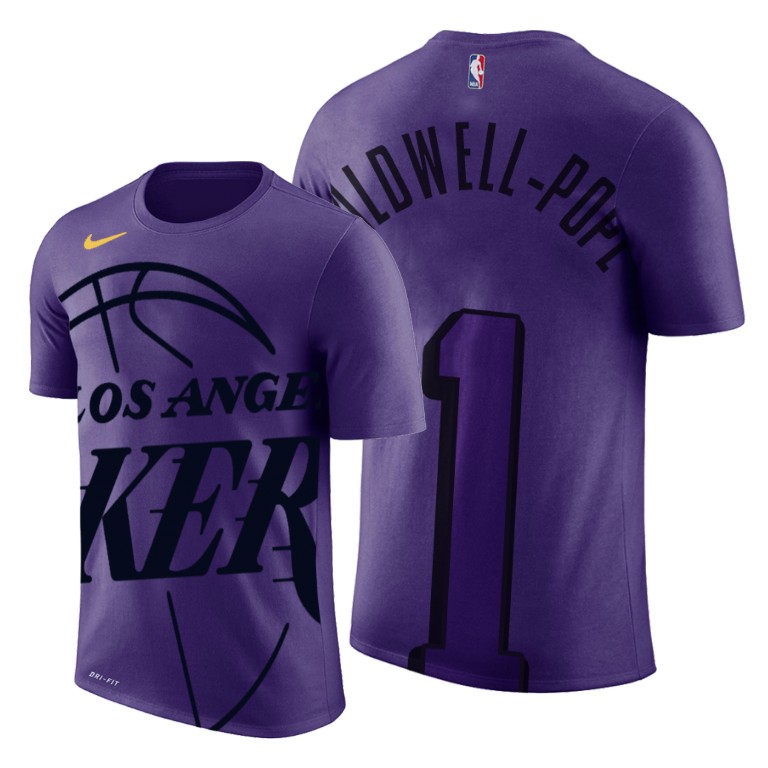 Men's Los Angeles Lakers Kentavious Caldwell-Pope #1 NBA Oversized Logo Caricature Purple Basketball T-Shirt JPH5483ZY